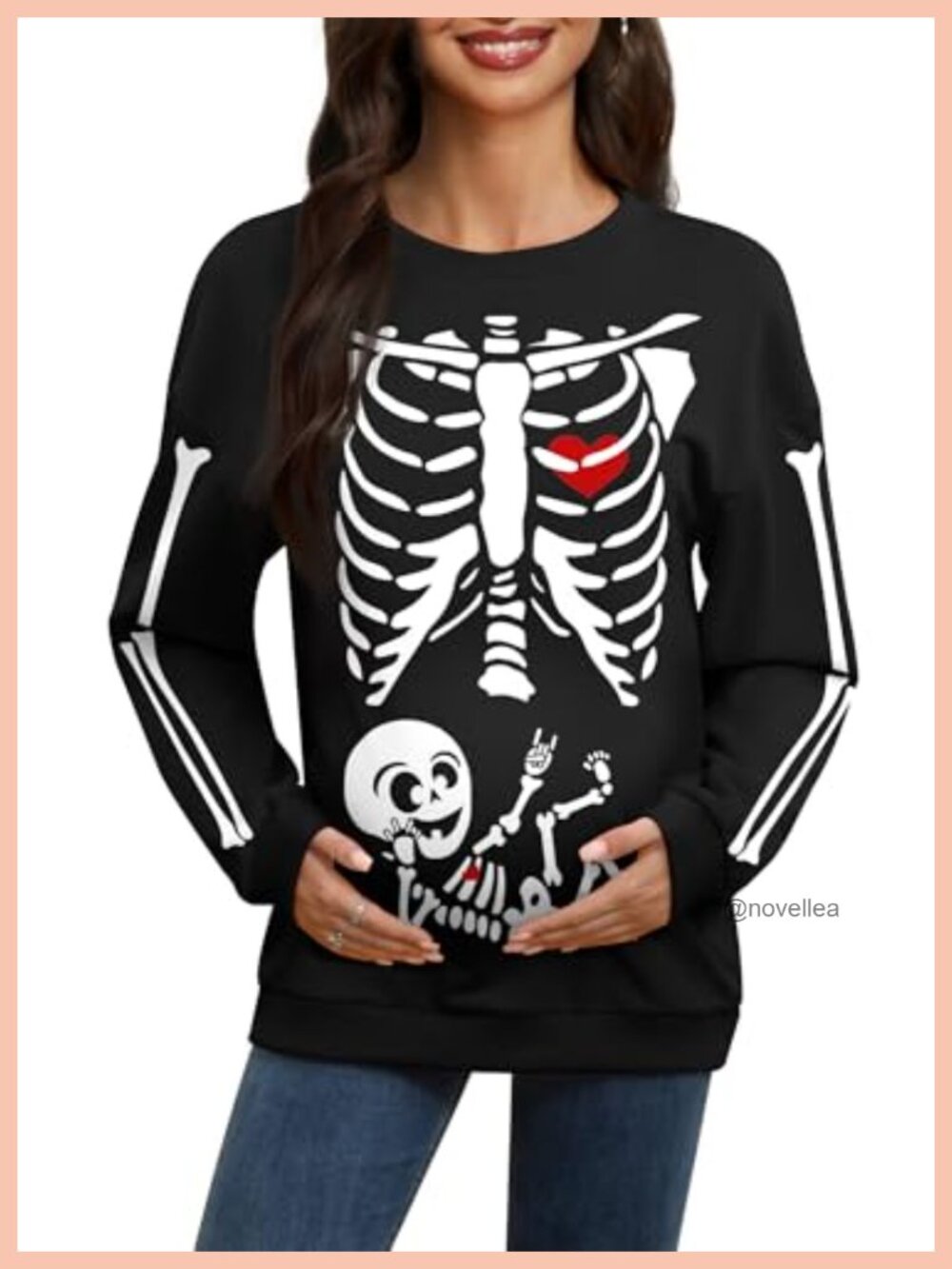 Women Halloween Maternity Sweatshirt Long Sleeve Pullover Crew Neck